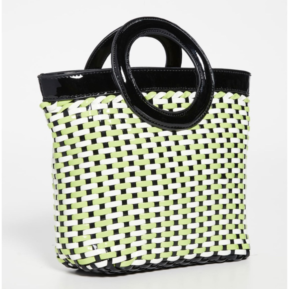 LMT: Solid & Striped Woven Circle Tote Bag